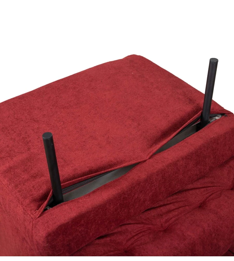 POLTRONA LETTO "QUEEN" IN TESSUTO BURGUNDY, 77x77X85 CM